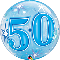 50th Birthday Blue Starburst Balloons