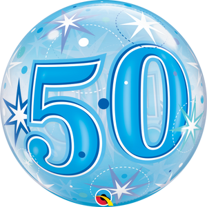 50th Birthday Blue Starburst Balloons