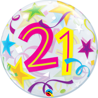 21st Birthday Brilliant Stars Bubble Balloon Bouquet