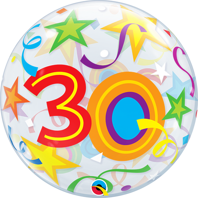 30 Birthday Milestone Age Brilliant Stars Bubbles Balloon