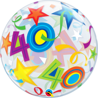 40th Brilliant Stars Bubble Balloon Centerpiece
