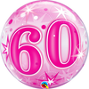 60th Birthday Milestone Age Pink Starburst Sparkle Bubbles Balloon