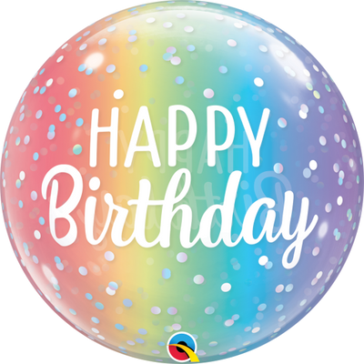22 inch Happy Birthday Rainbow Ombre Bubble Balloons with Helium