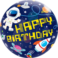 22 inch Outer Space Bubble Birthday Balloons with Helium