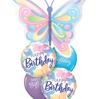 Birthday Pastel Beautiful Butterflies Balloon Bouquet with Helium Weight