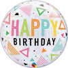 22 inch Happy Birthday Rainbow Triangles Bubble Balloons with Helium