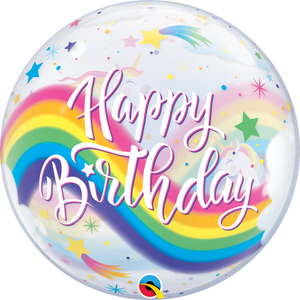 22 inch Unicorn Happy Birthday Rainbows Bubble Balloons with Helium