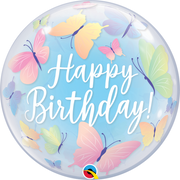 22 inch Soft Butterfly Happy Birthday Bubble Balloons with Helium
