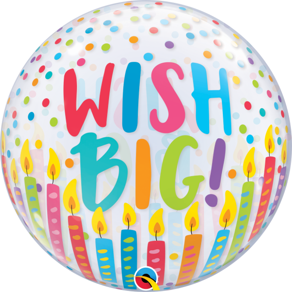 Birthday Wish Big Candles Bubbles Balloons with Helium