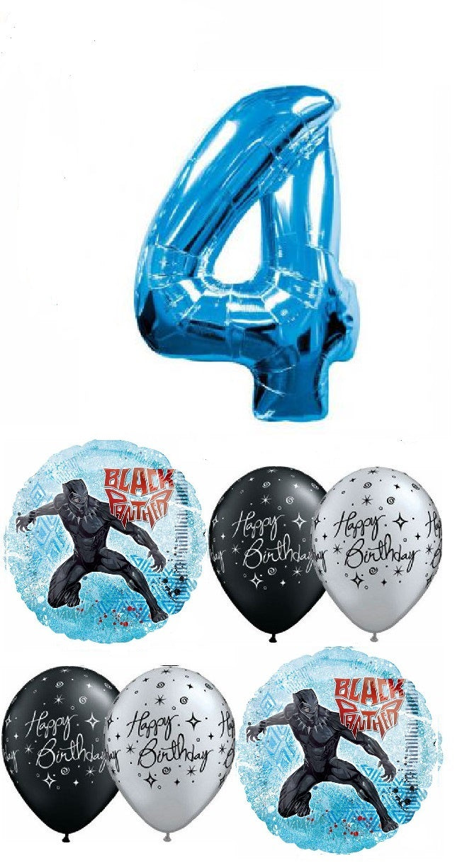 Black Panther Pick An Age Blue Number Birthday Balloon Bouquet