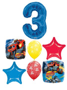 Blaze Monster Truck Pick An Age Blue Number Birthday Balloon Bouquet