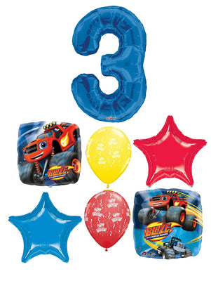 Blaze Monster Truck Pick An Age Blue Number Birthday Balloon Bouquet