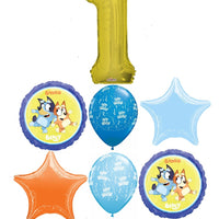 Bluey and Bingo Gold Number Pick An Age Birthday Balloon Bouquet