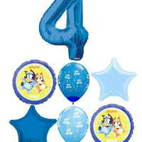 Bluey Bingo Pick An Age Blue Number Birthday Balloon Bouquet