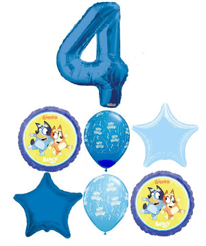 Bluey Bingo Pick An Age Blue Number Birthday Balloon Bouquet