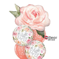 Bride To Be Watercolour Flower Rose Balloon Bouquet with Helium Weight