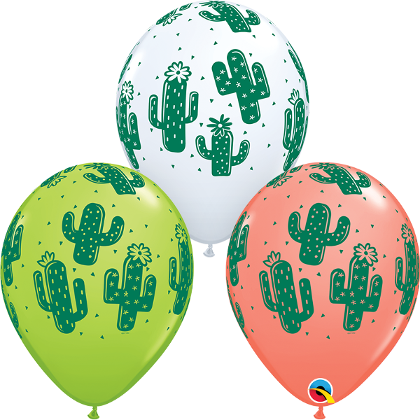 11 inch Cactus Balloons with Helium and Hi Float