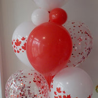 Canada Day Maple Leaf Confetti Balloons Bouquet with Helium Weight
