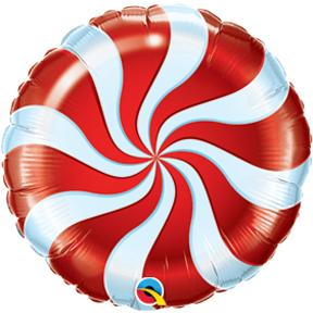 18 inch Candy Red Peppermint Swirls Foil Balloons