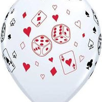 11 inch Casino Dice Cards White Balloons with Helium and Hi Float