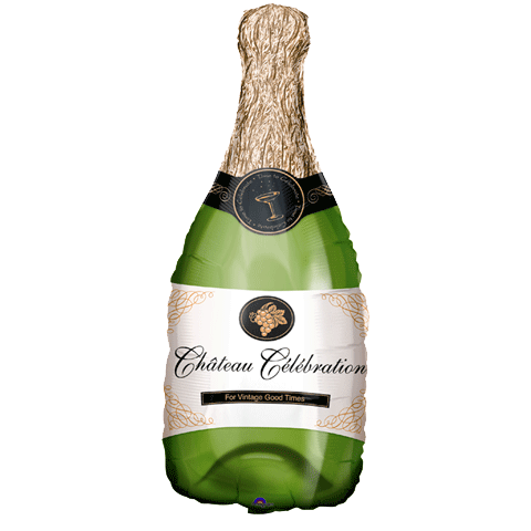 Champagne Bottle Chateau Celebration Balloon with Helium and Weight