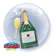 24 inch Champagne Bottle Glass Double Bubble Balloons