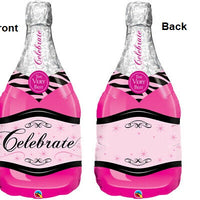 Bubbly Wine Champagne Pink Bottle Balloon with Helium and Weight