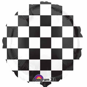 18 inch Checkered Foil Balloon with Helium