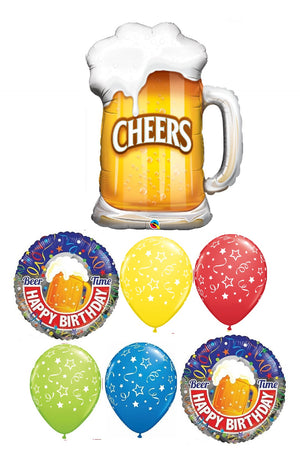 Birthday Beer Mug Cheers Balloon Bouquet with Helium and Weight
