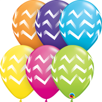 11 inch Chevron Tropical Balloons with Helium and Hi Float