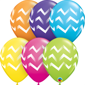 11 inch Chevron Tropical Balloons with Helium and Hi Float