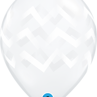 11 inch Chevron White Print Clear Balloons with Helium and Hi Float