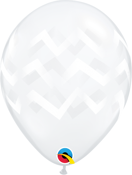 11 inch Chevron White Print Clear Balloons with Helium and Hi Float