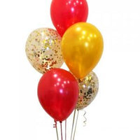 Chinese New Year Confetti Red and Gold Balloons Bouquet