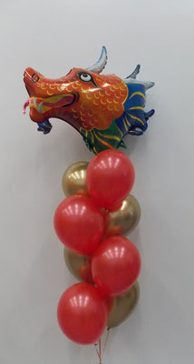 Chinese New Year Dragon Head Balloons Bouquet of 8