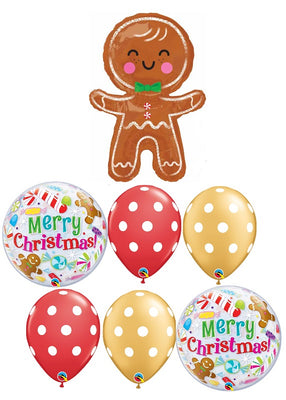 Christmas Gingerbread Man Balloons Bouquet