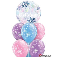 Christmas Happy Holidays Contemporary Snowflakes Balloon Bouquet
