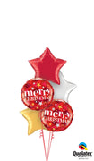 Merry Christmas Red Silver Gold Stars Balloons Bouquet
