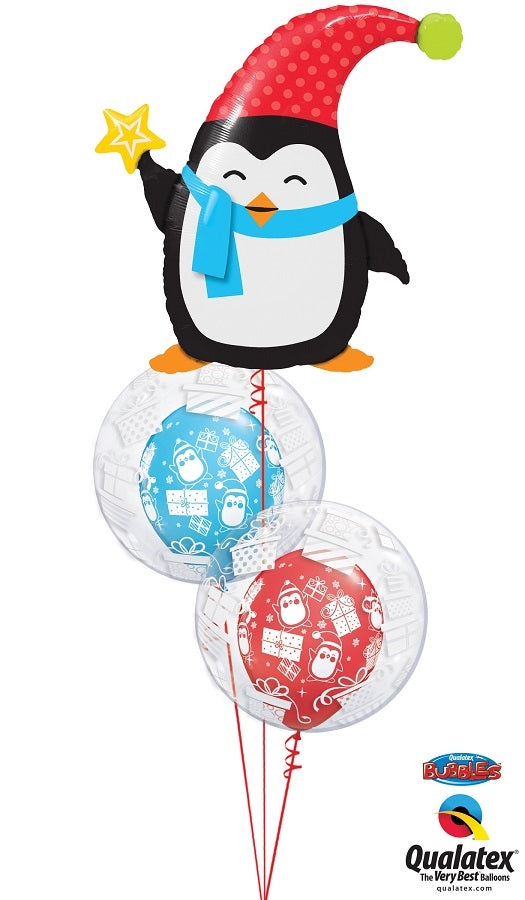 Christmas Penguin Bubble Balloons Bouquet