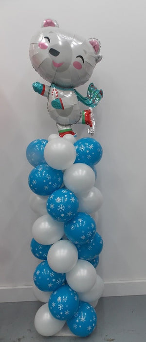 Christmas Skating Polar Bear Balloon Column Tower