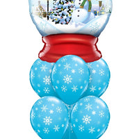 Christmas Snow Globe Snowflake Blue Balloons Bouquet