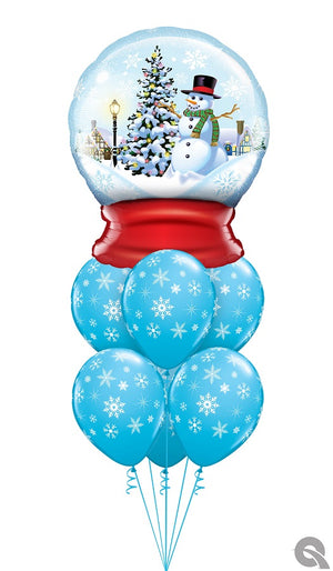 Christmas Snow Globe Snowflake Blue Balloons Bouquet