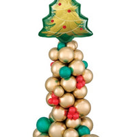 Christmas Tree Garland Chrome Gold Red Green Balloon Column