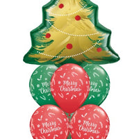 Christmas Tree Gold Balloons Bouquet