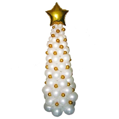 Christmas Tree White Gold Balloon Column