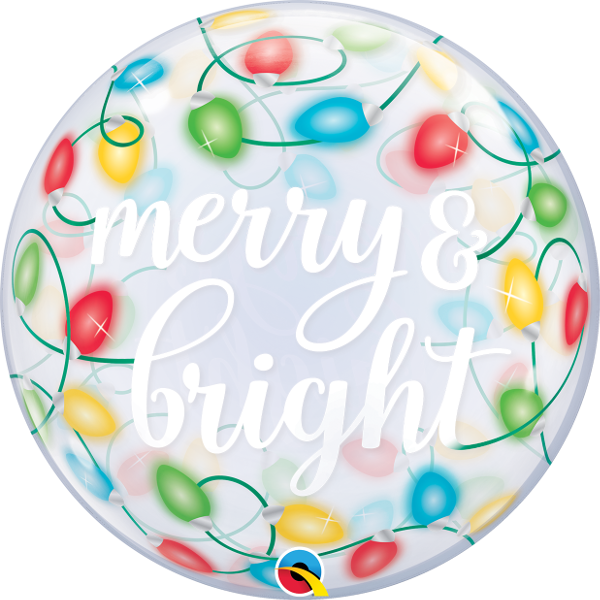 22 inch Christmas Lights Merry and Bright Bubble Balloons