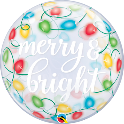 22 inch Christmas Lights Merry and Bright Bubble Balloons