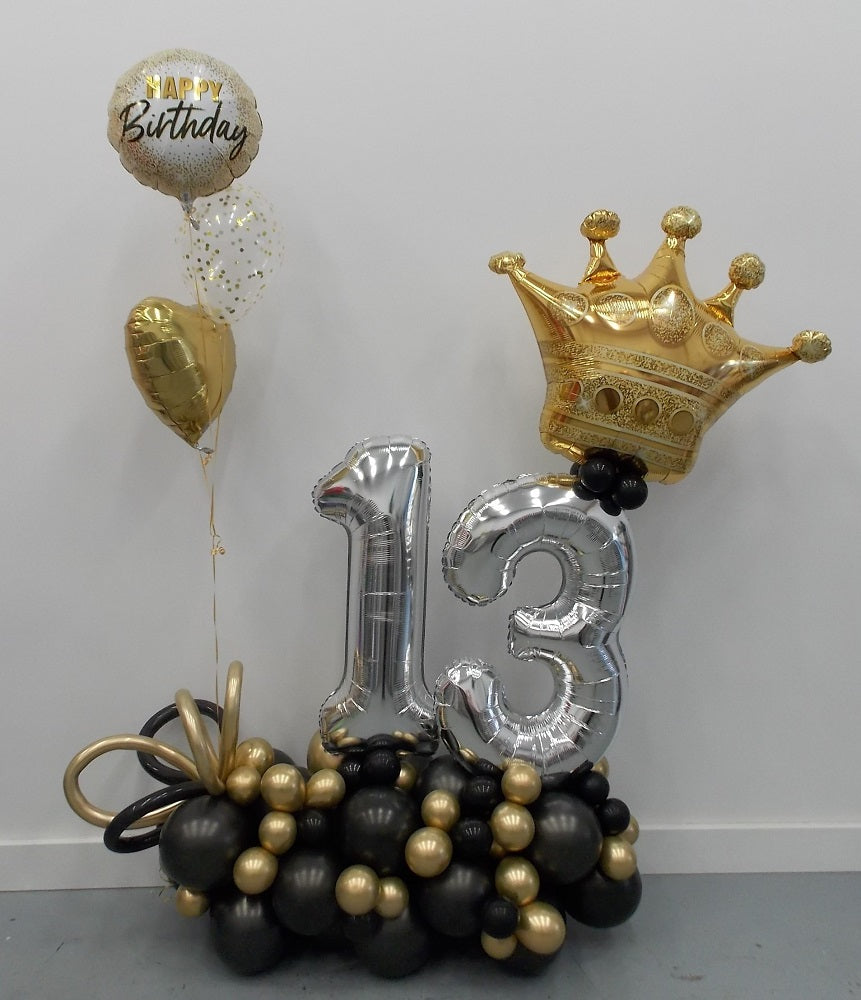 Black Chrome Gold Black Pick An Age Silver Numbers Marquee Balloons Bouquet