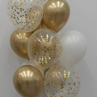 Solid Colour Gold Confetti Balloon Bouquet of 13 with Helium Weight