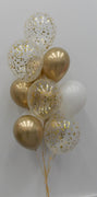 Solid Colur Gold Confetti Chrome Balloons Bouquet of 13